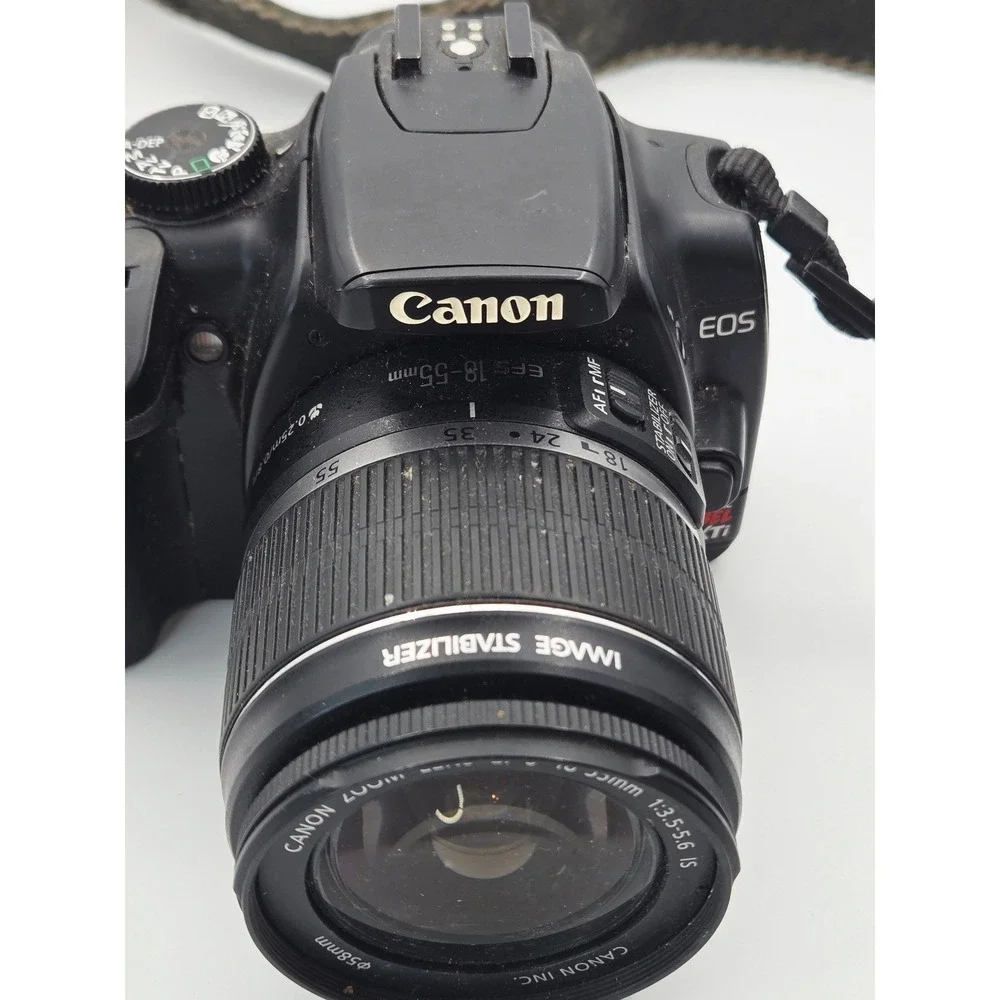 Canon EOS Digital Rebel XTi DSLR Camera Black w 18-55mm IS Lens- 50mm Lens WORKS